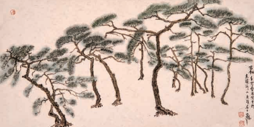 《古松》 纸本设色 790×330mm.png